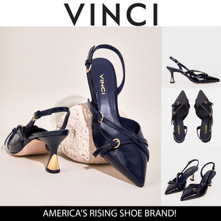 The Atlantic Navy Blue Leather Slingback Women Sandal - Glamourous Grace