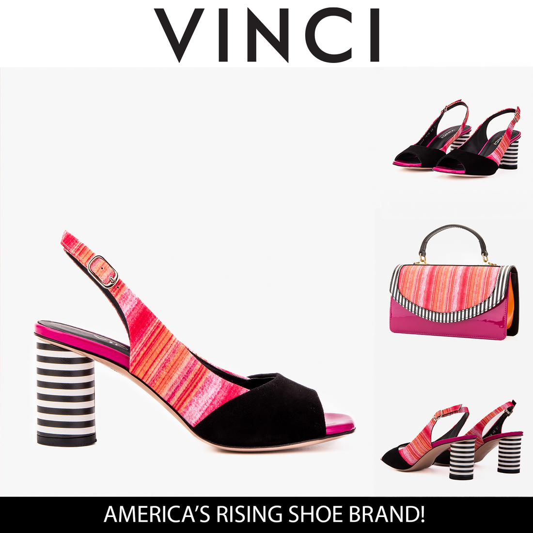 The Spectrum Multicolor Block Heel Leather Women Slingback Sandal - Glamourous Grace