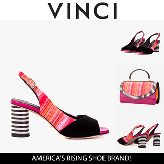 The Spectrum Multicolor Block Heel Leather Women Slingback Sandal - Glamourous Grace