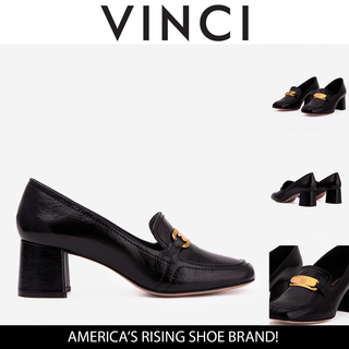 The Victoria Black Leather Block Heel Pump Women Shoe - Glamourous Grace