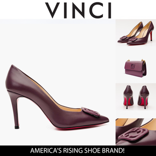 The Maneadero Dark Purple Leather Pump Fuchsia Sole Women Shoe - Glamourous Grace