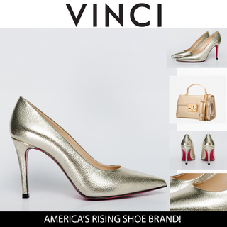 The Ege Gold Leather Pump Fuchsia Sole Women Shoe - Glamourous Grace
