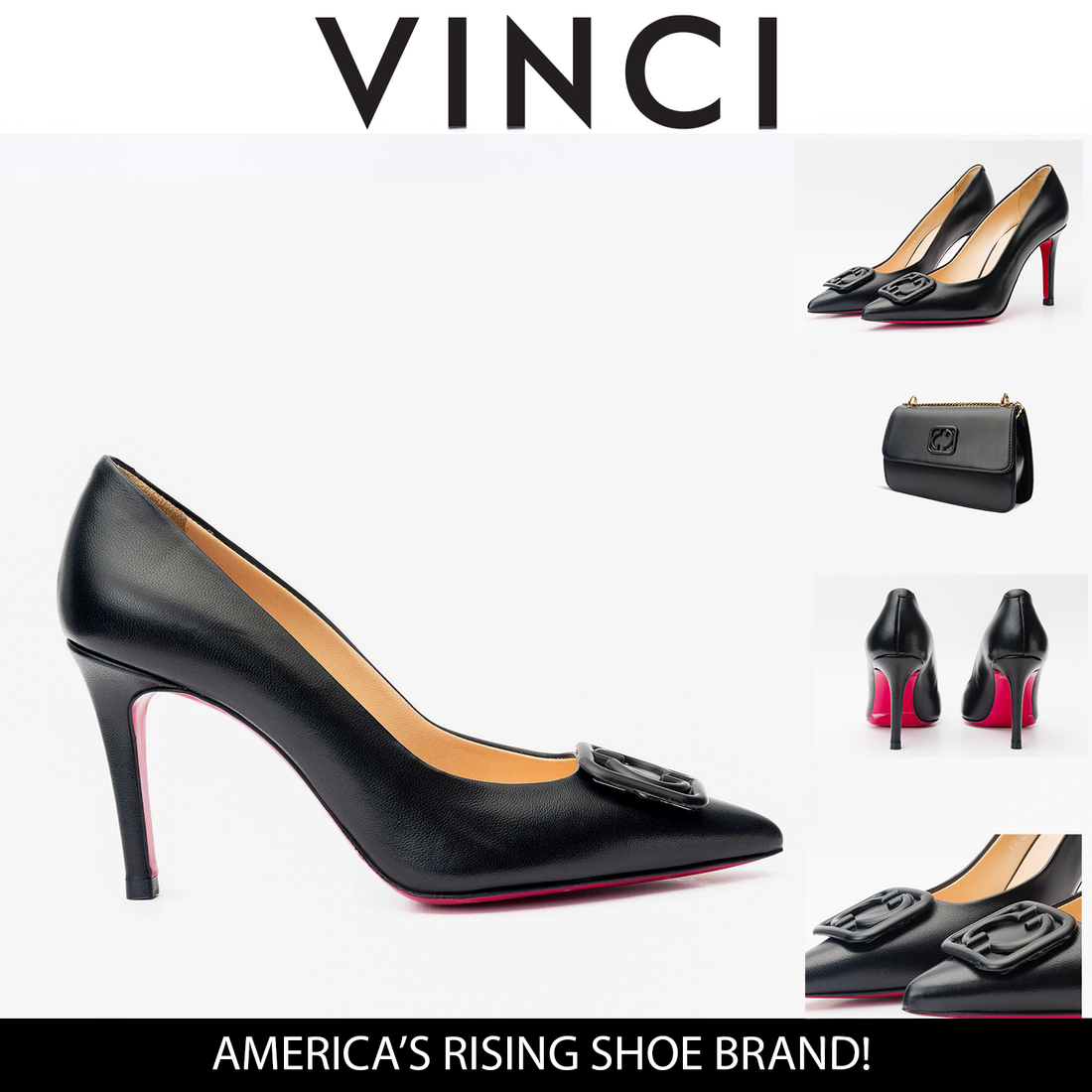 The Maneadero Black Leather Pump Fuchsia Sole Women Shoe - Glamourous Grace