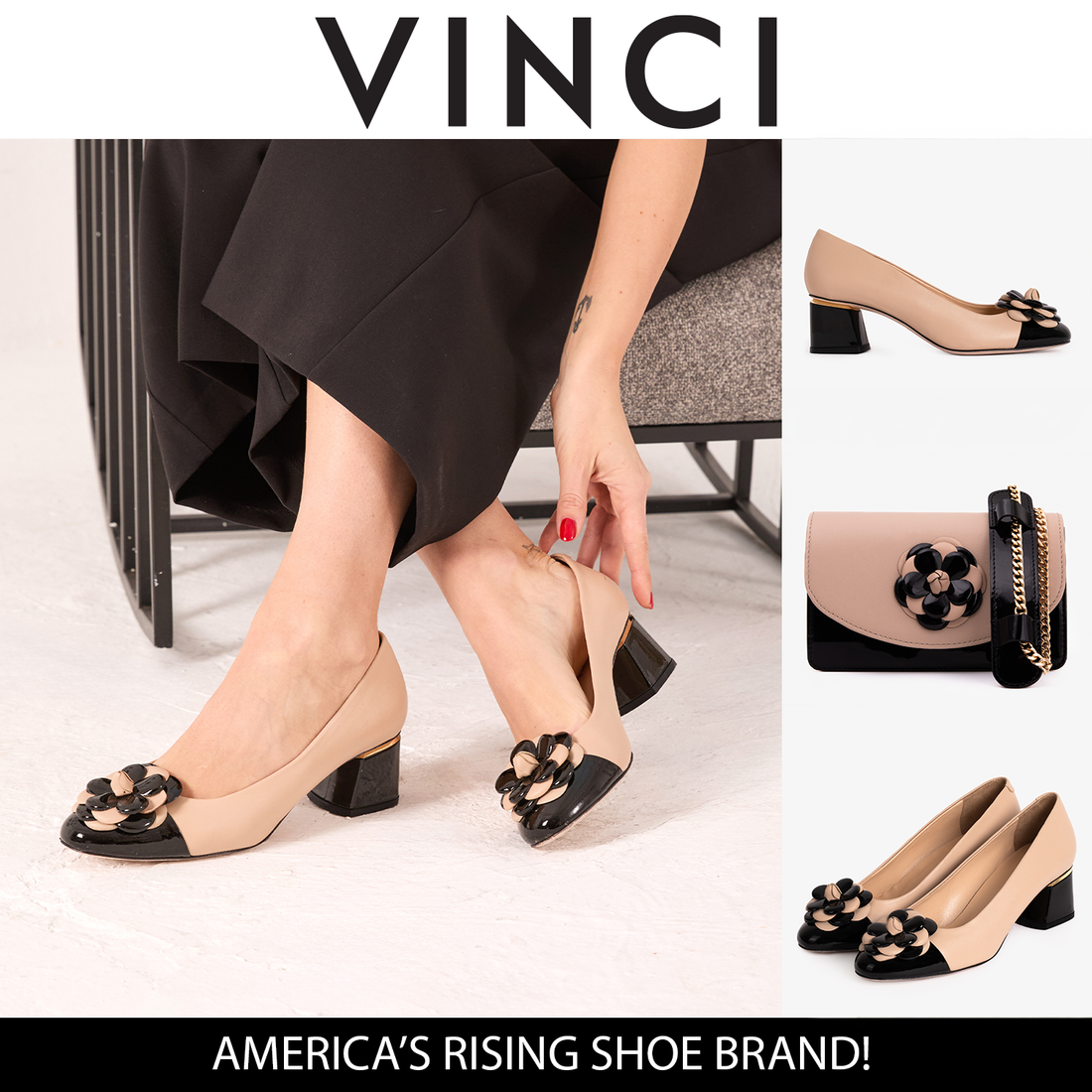 The Diva Beige Leather Cap Toe Block Heel Pump Women Shoe - Glamourous Grace