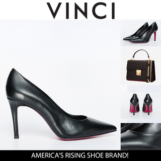 The Ege Black Leather Pump Fuchsia Sole Women Shoe - Glamourous Grace