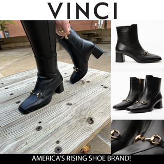 The Bukres Black Leather Block Heel Women Boot