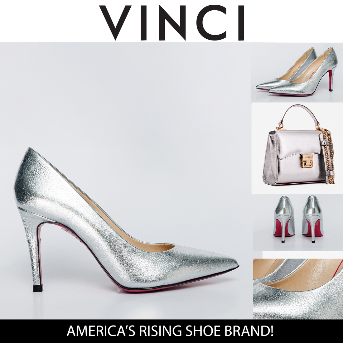 The Ege Silver Leather Pump Fuchsia Sole Women Shoe - Glamourous Grace LLC