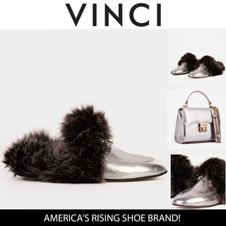 The Izmir Silver Leather Natural Fur Women Slipper - Glamourous Grace