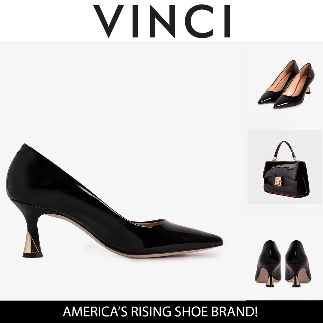 The Brunello Black Patent Leather Pump Women Shoe - Glamourous Grace
