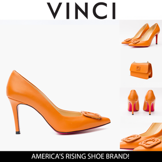 The Maneadero Orange Leather Pump Fuchsia Sole Women Shoe - Glamourous Grace