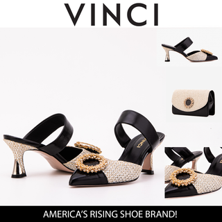 The Valencia Black & Cream Jewel Heel Women's Mule Sandal - Glamourous Grace