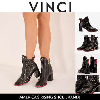 The Infanta Black Leather Block Heel Women Boot