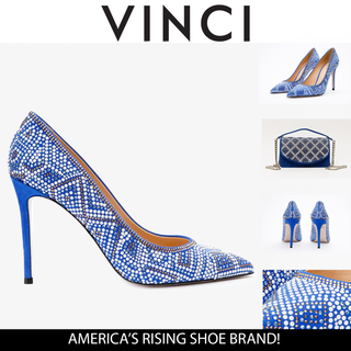 The Nampula Sax Blue Glitter Leather Pump Women Shoe - Glamourous Grace