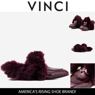 The Izmir Burgundy  Patent Leather Natural Fur Women Slipper - Glamourous Grace