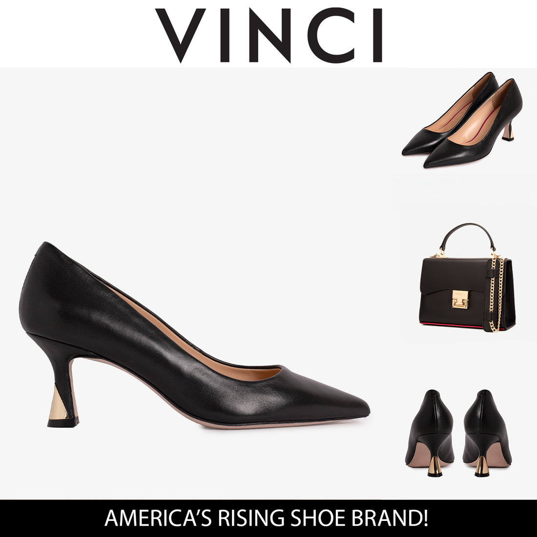 The Brunello Black Leather Pump Women Shoe - Glamourous Grace LLC