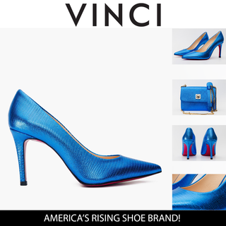 The Maple Sax Blue Leather Pump Fuchsia Sole Women Shoe - Glamourous Grace