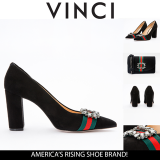 The Afega Black Suede Leather Block Heel Pump Women Shoe - Glamourous Grace