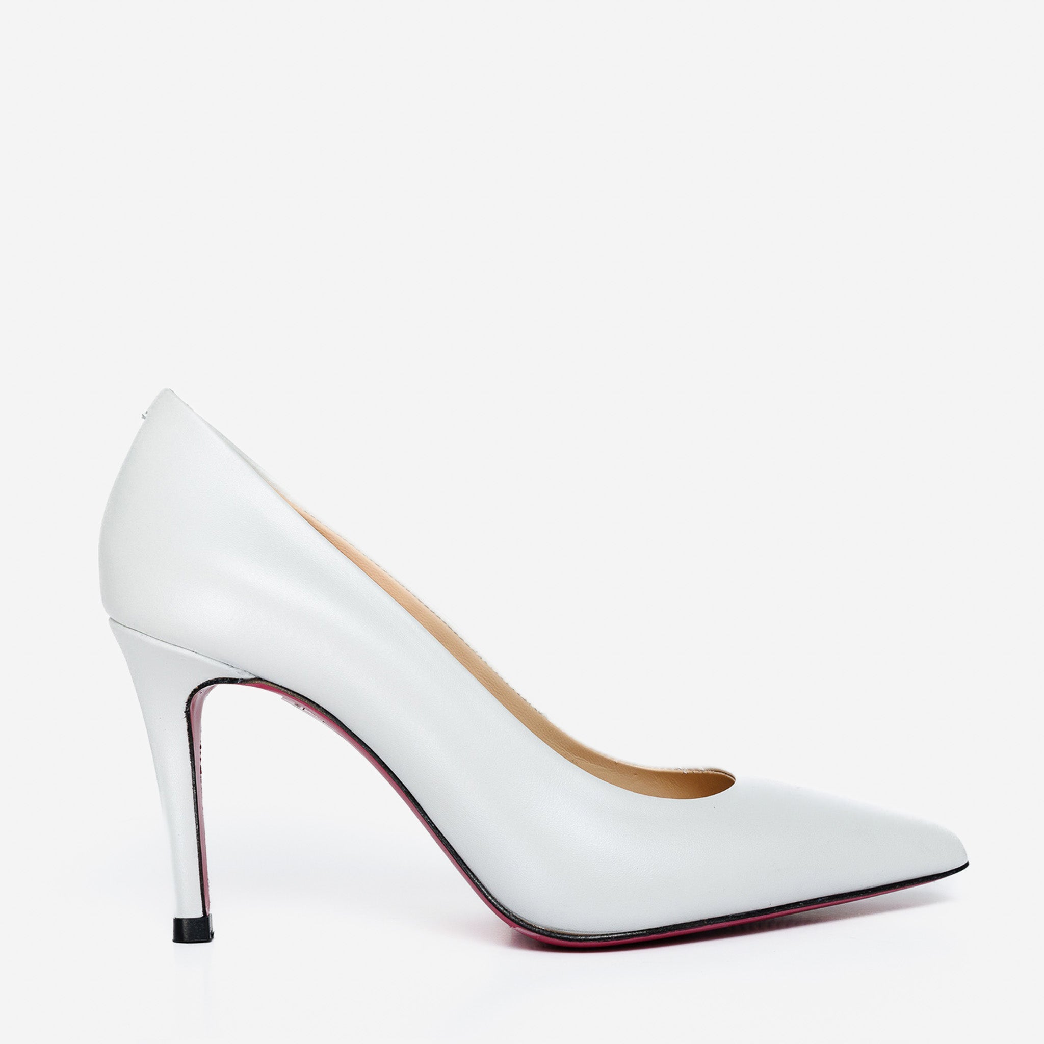The Ege White Leather Pump Fuchsia Sole Women Shoe - Glamourous Grace