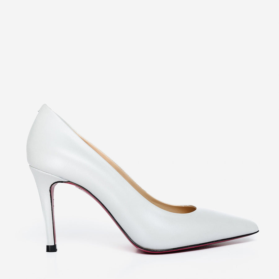 The Ege White Leather Pump Fuchsia Sole Women Shoe - Glamourous Grace
