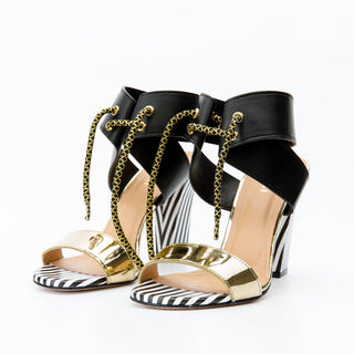 The Bloke Black Leather Ankle Strap Women Sandal - Glamourous Grace