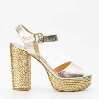 The Tampico Platform Heel Gold Leather Women Sandal - Glamourous Grace