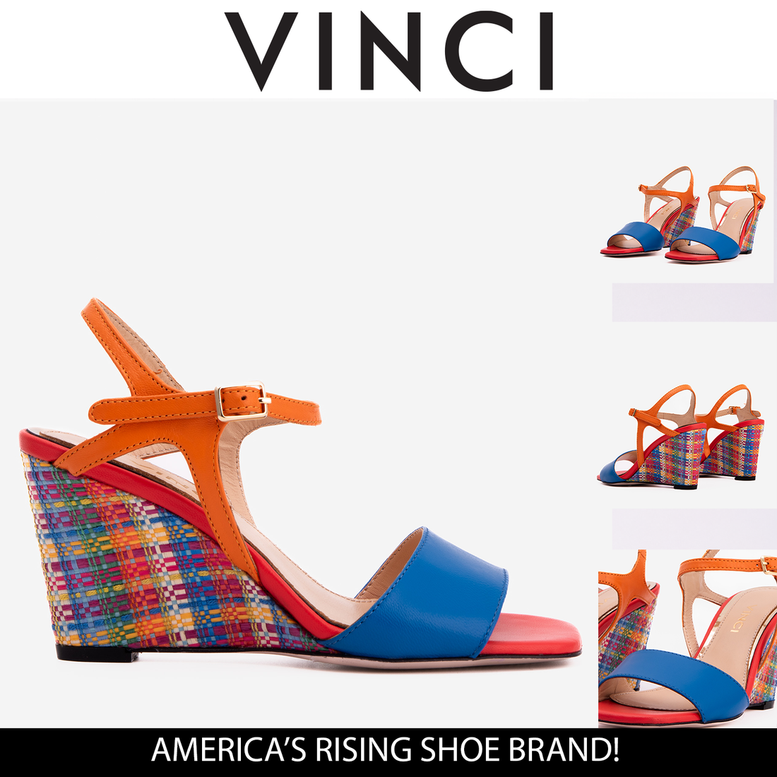 The Mosaic Multicolor Wedge Heel Leather Women Sandal - Glamourous Grace