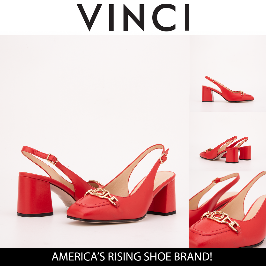 The Potomac Red Leather Slingback Women Sandal - Glamourous Grace