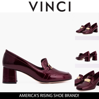 The Victoria Burgundy Leather Block Heel Pump Women Shoe - Glamourous Grace