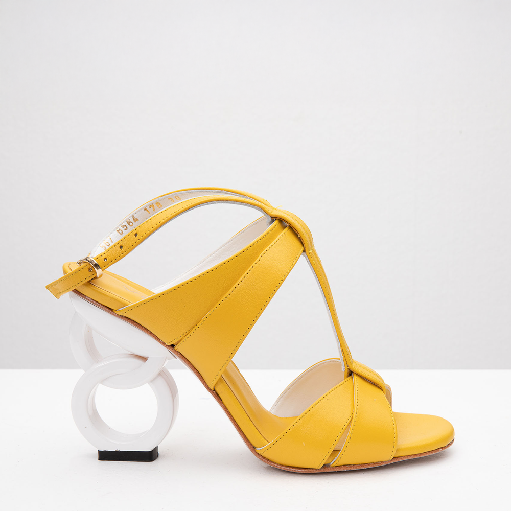 The Duffryn Yellow T-Strap Leather Women Sandal - Glamourous Grace