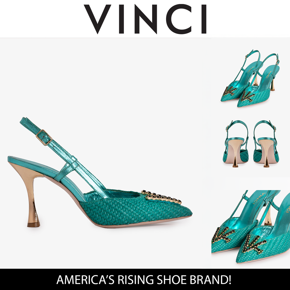 The Luna Turquoise Leather Slingback Women Sandal - Glamourous Grace
