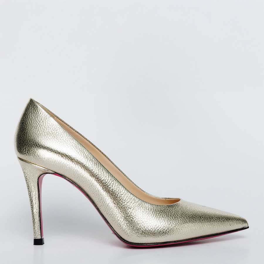 The Ege Gold Leather Pump Fuchsia Sole Women Shoe - Glamourous Grace