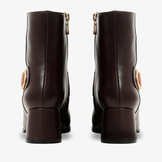 The Windsor Brown Leather Block Heel Women Boot