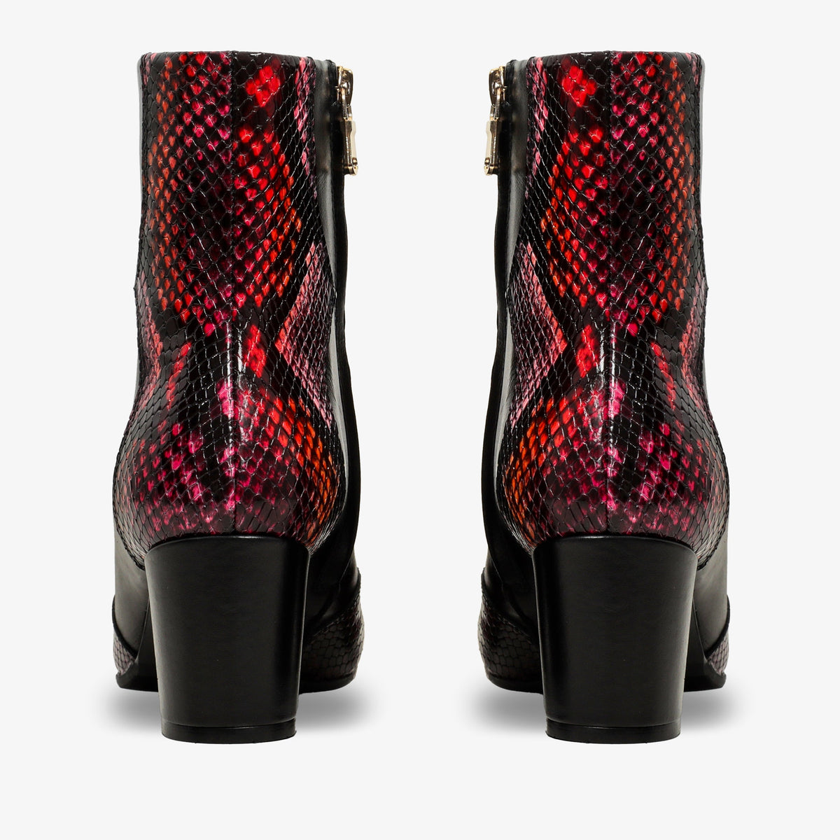 The Arezzo Black & Fuchsia Leather Block Heel Women Boot