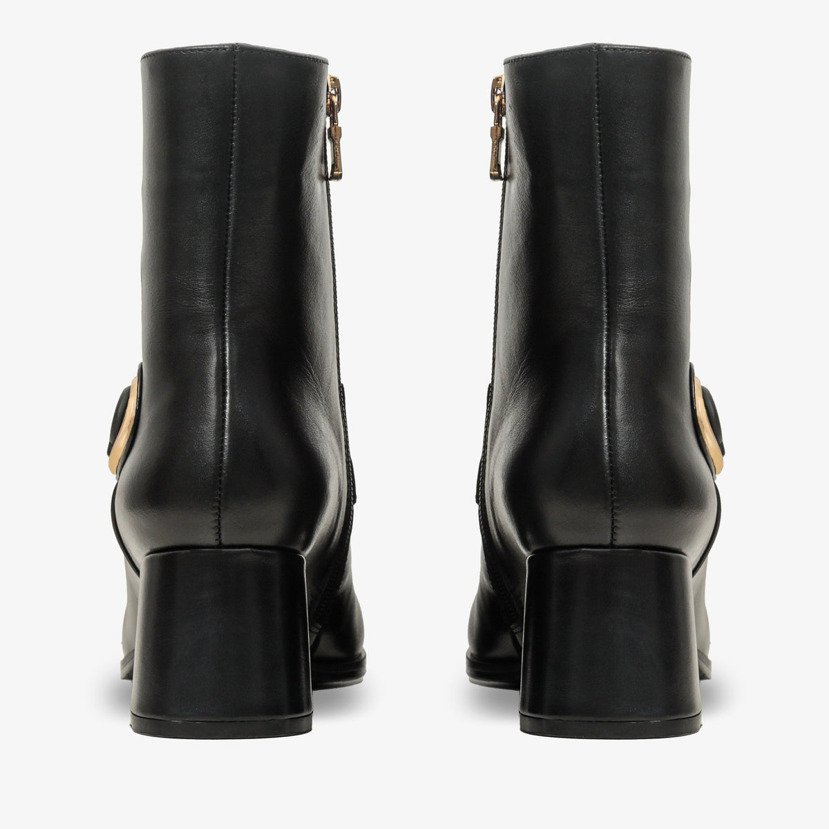 The Windsor Black Leather Block Heel Women Boot