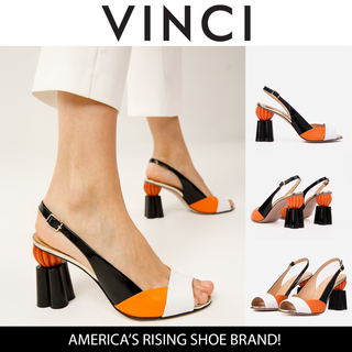 The Rize Black & Orange Pumpkin Heel Leather Women Sandal - Glamourous Grace