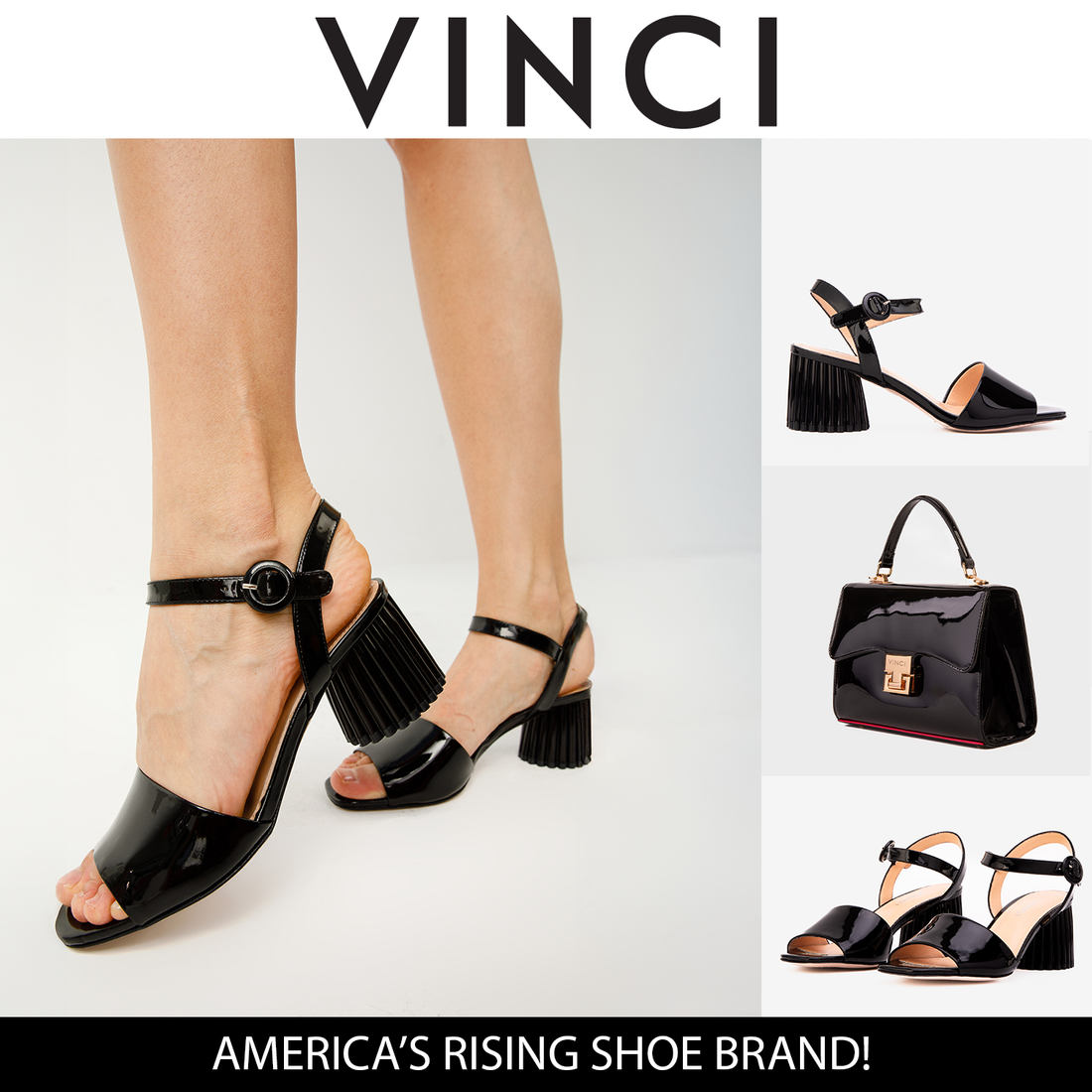 The Bamba Black Patent Leather Women Sandal - Glamourous Grace