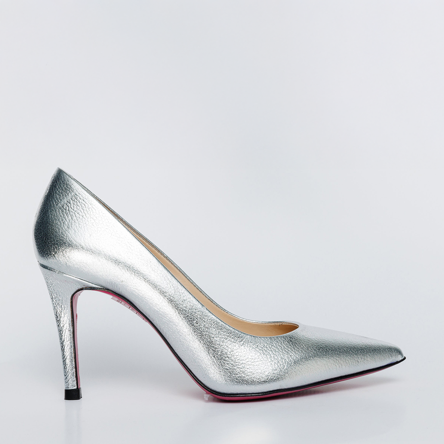 The Ege Silver Leather Pump Fuchsia Sole Women Shoe - Glamourous Grace