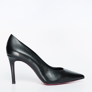 The Ege Black Leather Pump Fuchsia Sole Women Shoe - Glamourous Grace
