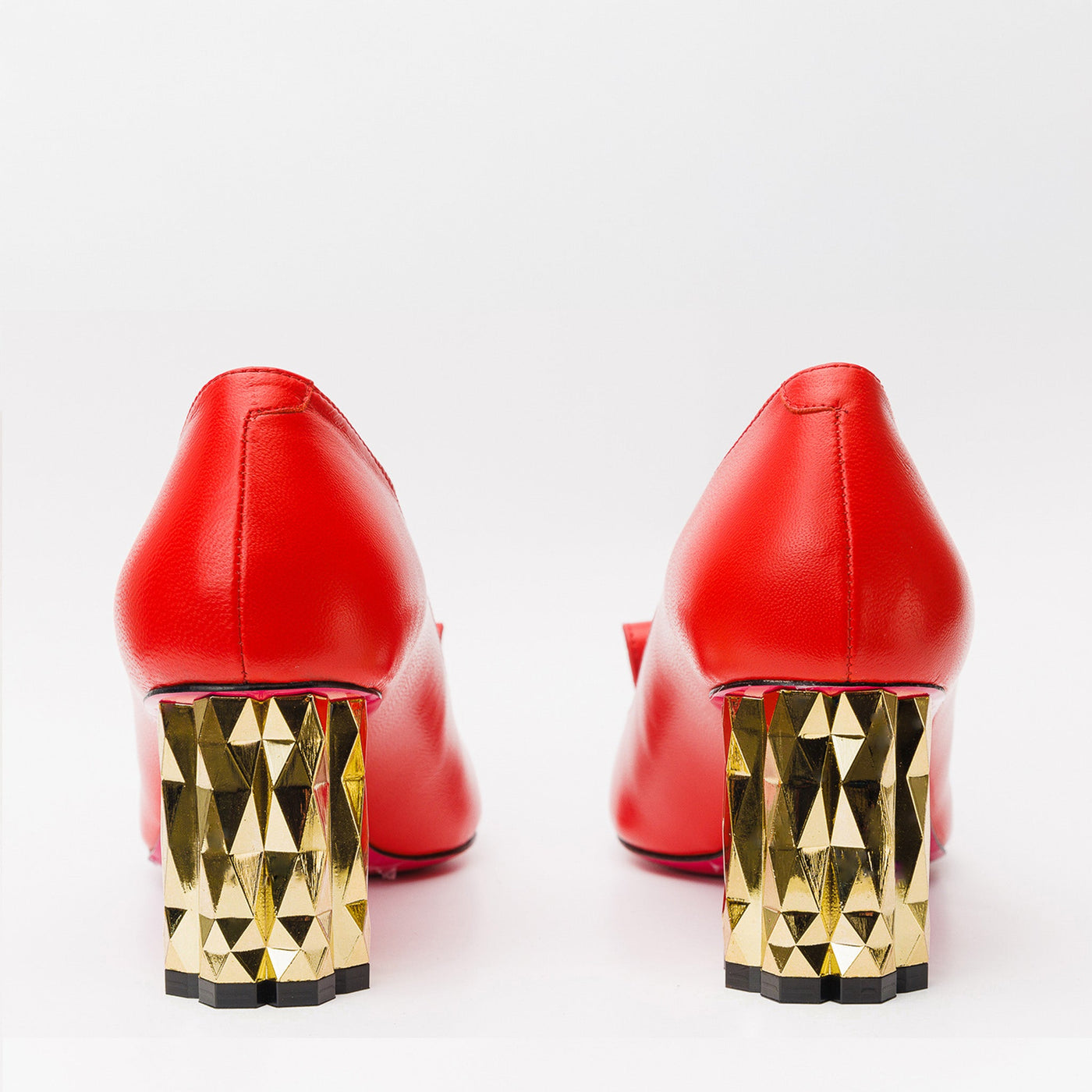 The Love Red Leather Block Heel Pump Women Shoe - Glamourous Grace