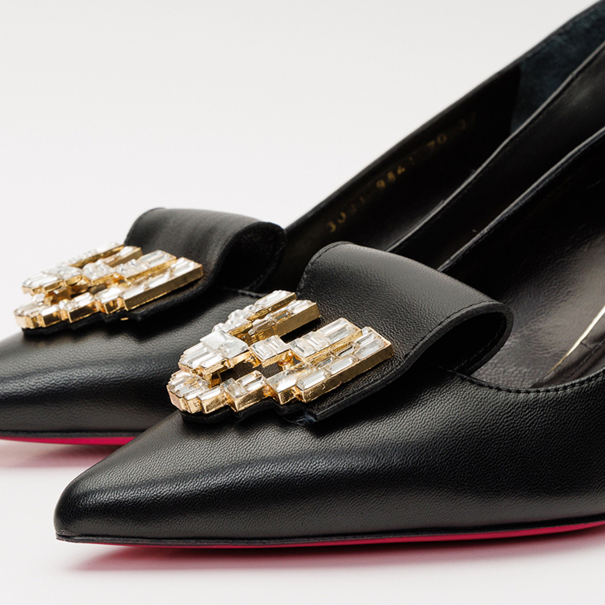 The Love Black Leather Block Heel Pump Women Shoe - Glamourous Grace