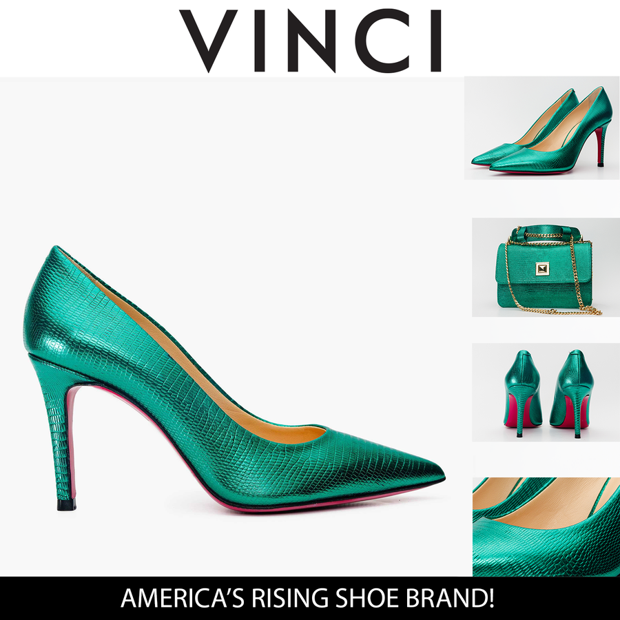The Maple Green Leather Pump Fuchsia Sole Women Shoe - Glamourous Grace