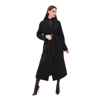 Cambridge Comfort Wraparound Wool Cashmere Coat in Black