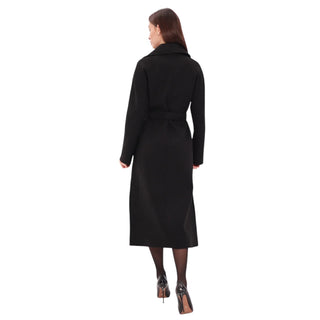 Cambridge Comfort Wraparound Wool Cashmere Coat in Black