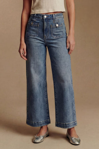 Aurelia Tummy Control High Rise Crop Palazzo Jeans