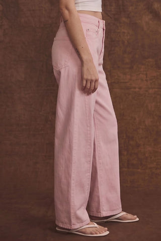 SERAFINA HIGH RISE PINK BARREL LEG JEANS