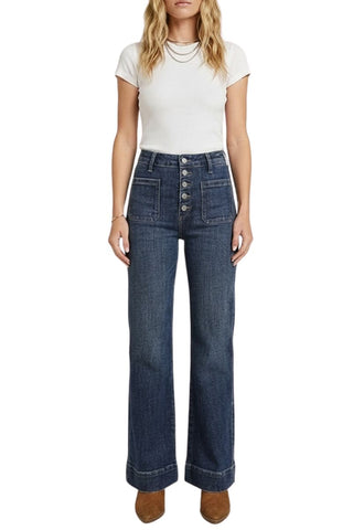HIGH RISE TUMMY CONTROL FRONT PATCH POCKET HOLLY FLARE JEANS