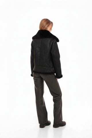 Estella Faux Fur Jacket in Black