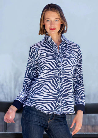 Cape Cod Tunic Navy Zebra Stripe - Glamourous Grace