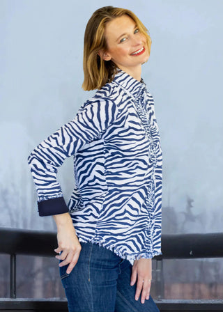 Cape Cod Tunic Navy Zebra Stripe - Glamourous Grace