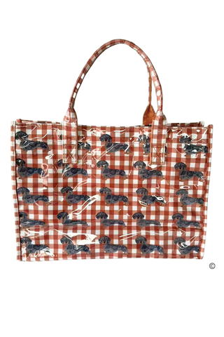 SC - ETA 9/30-10/14 Chloe in Khaki Gingham Vinyl Tote© - Glamourous Grace